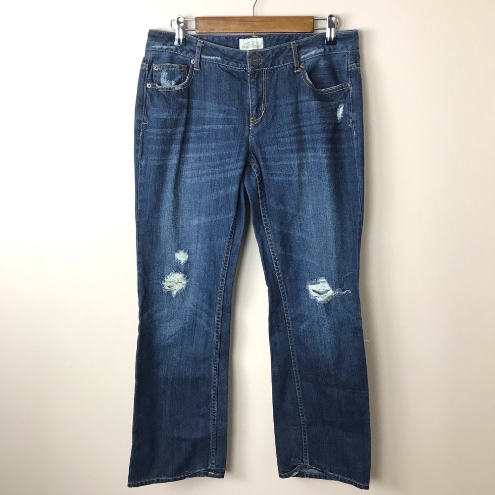 Aeropostale Women's Blue Distressed Boot Cut Jeans